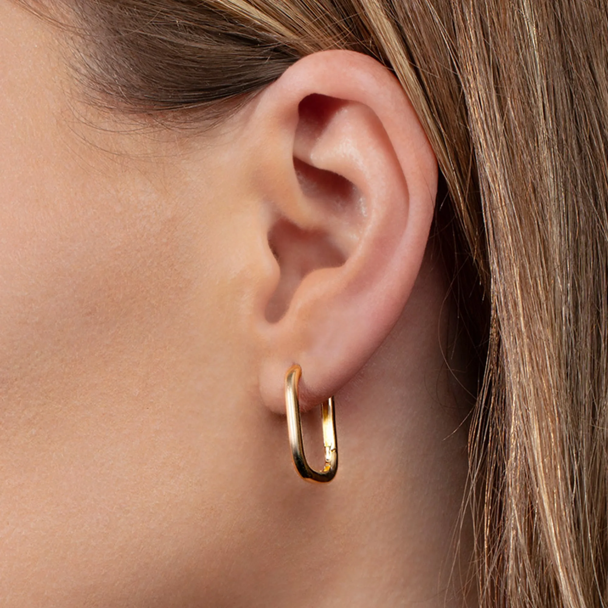 14K Gold Paperclip Huggies