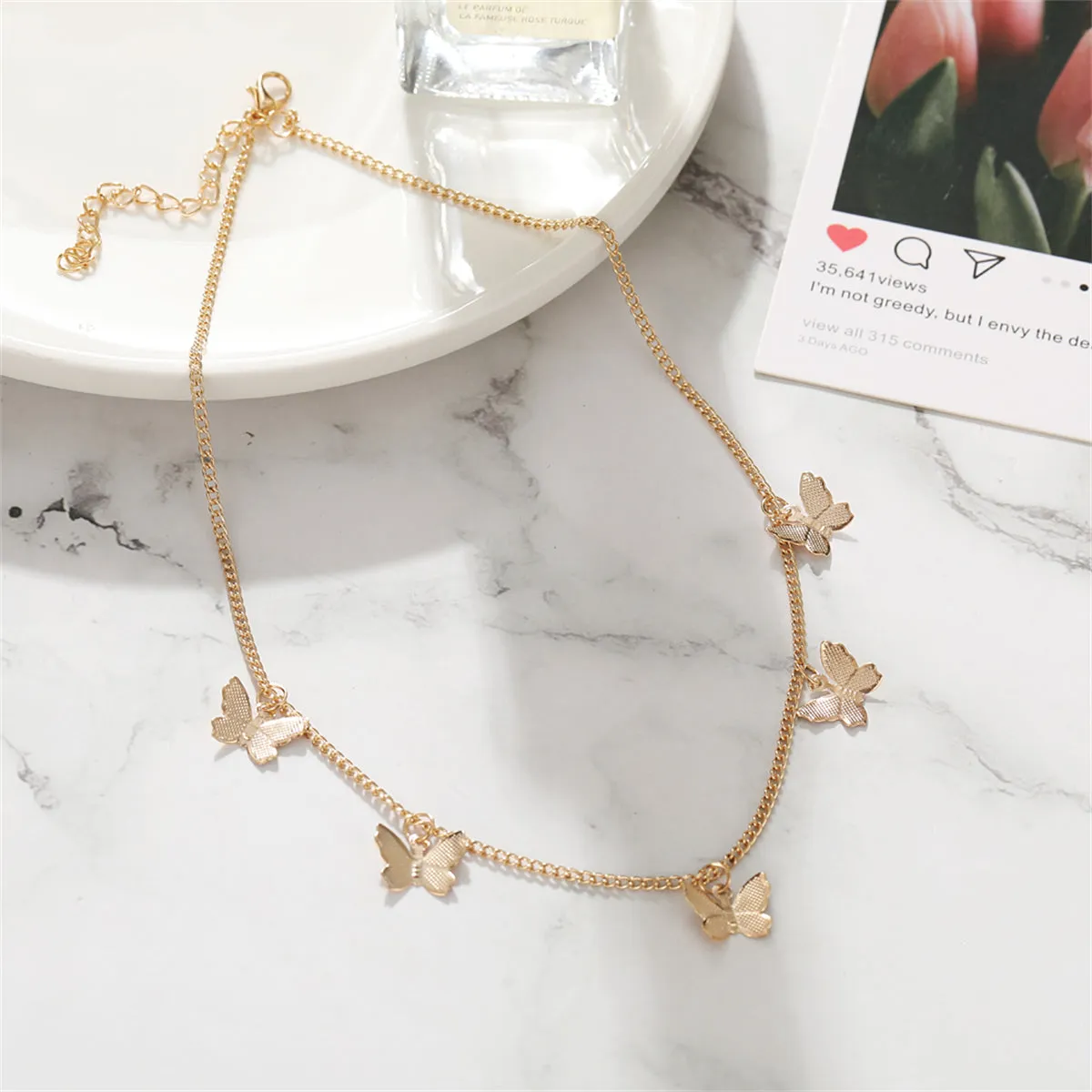 18K Gold-Plated Butterfly Station Choker