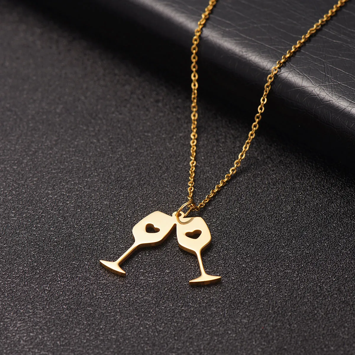 18K Gold-Plated Double Wine Cup Pendant Necklace
