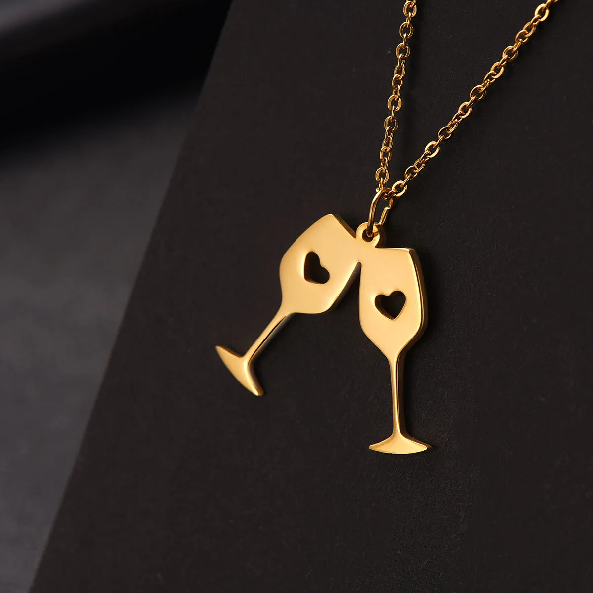 18K Gold-Plated Double Wine Cup Pendant Necklace