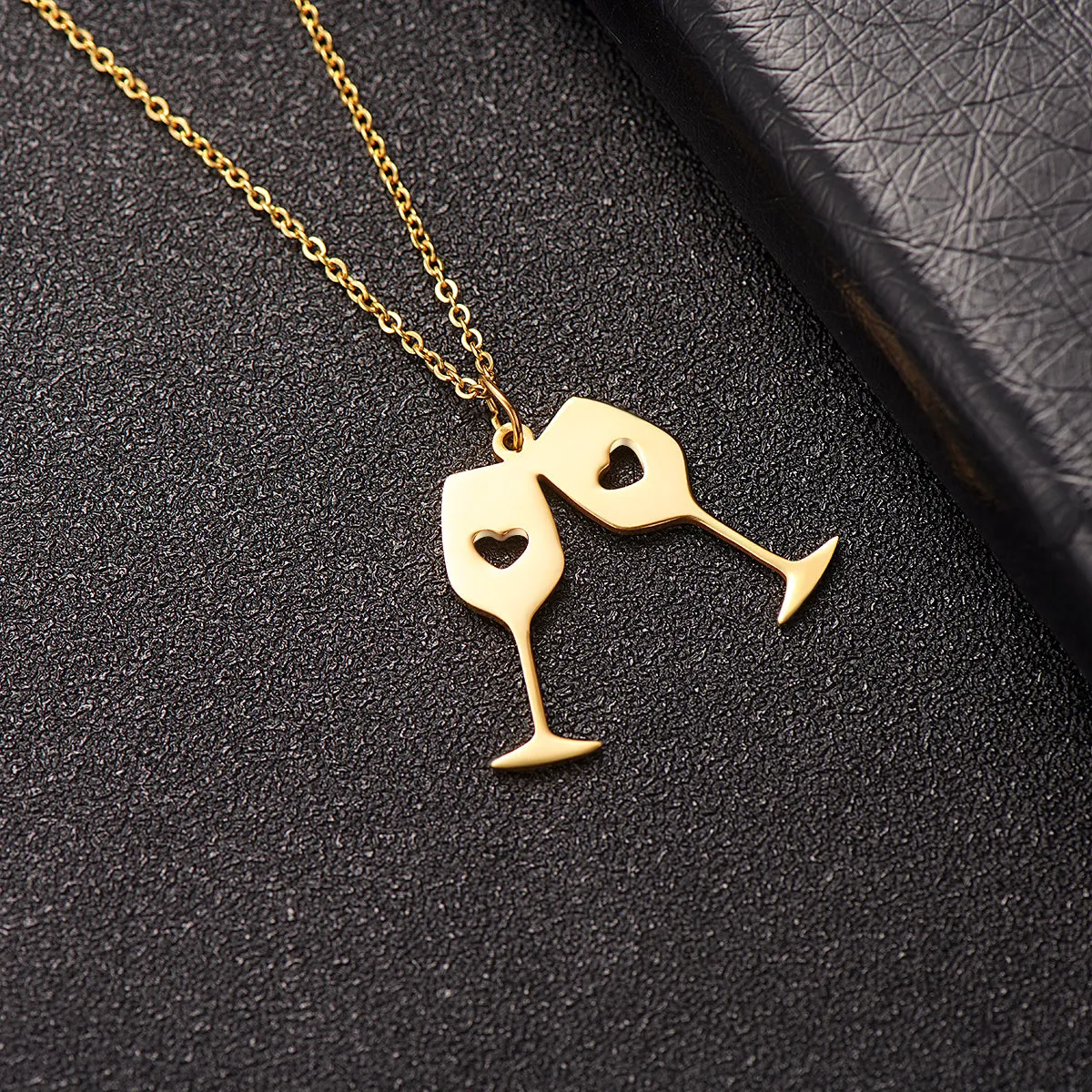 18K Gold-Plated Double Wine Cup Pendant Necklace