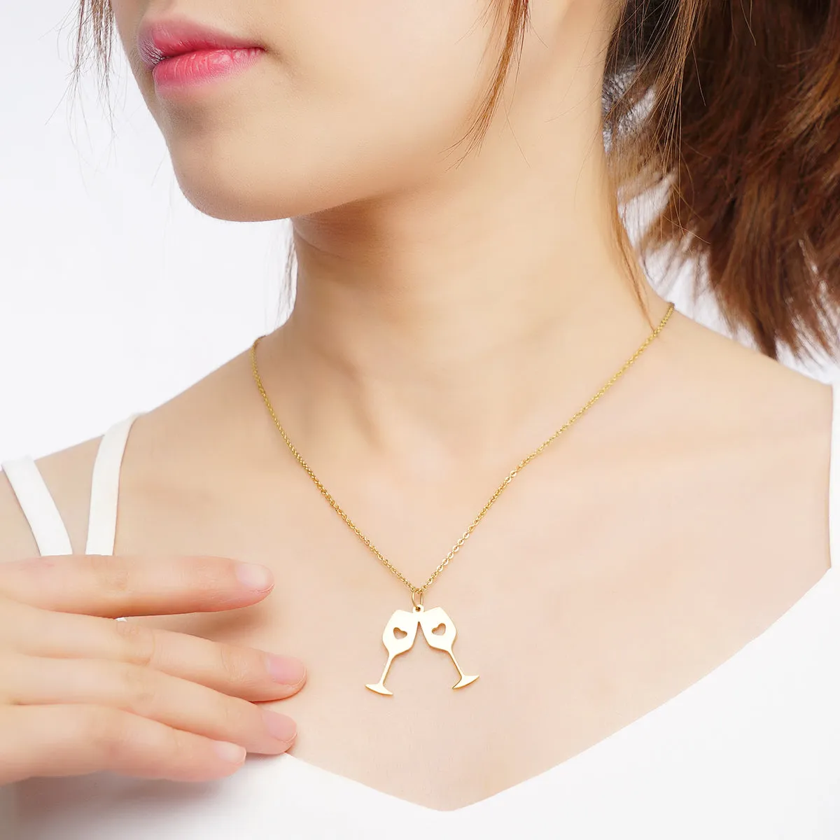 18K Gold-Plated Double Wine Cup Pendant Necklace