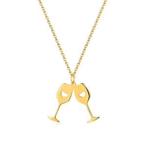 18K Gold-Plated Double Wine Cup Pendant Necklace