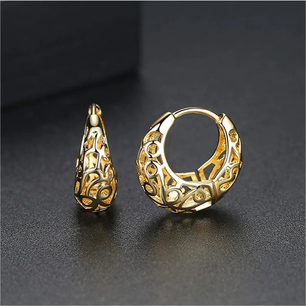 18K Gold-Plated Filigree Huggie Earrings