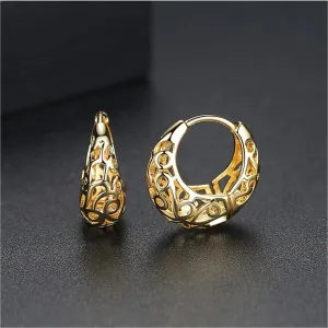 18K Gold-Plated Filigree Huggie Earrings