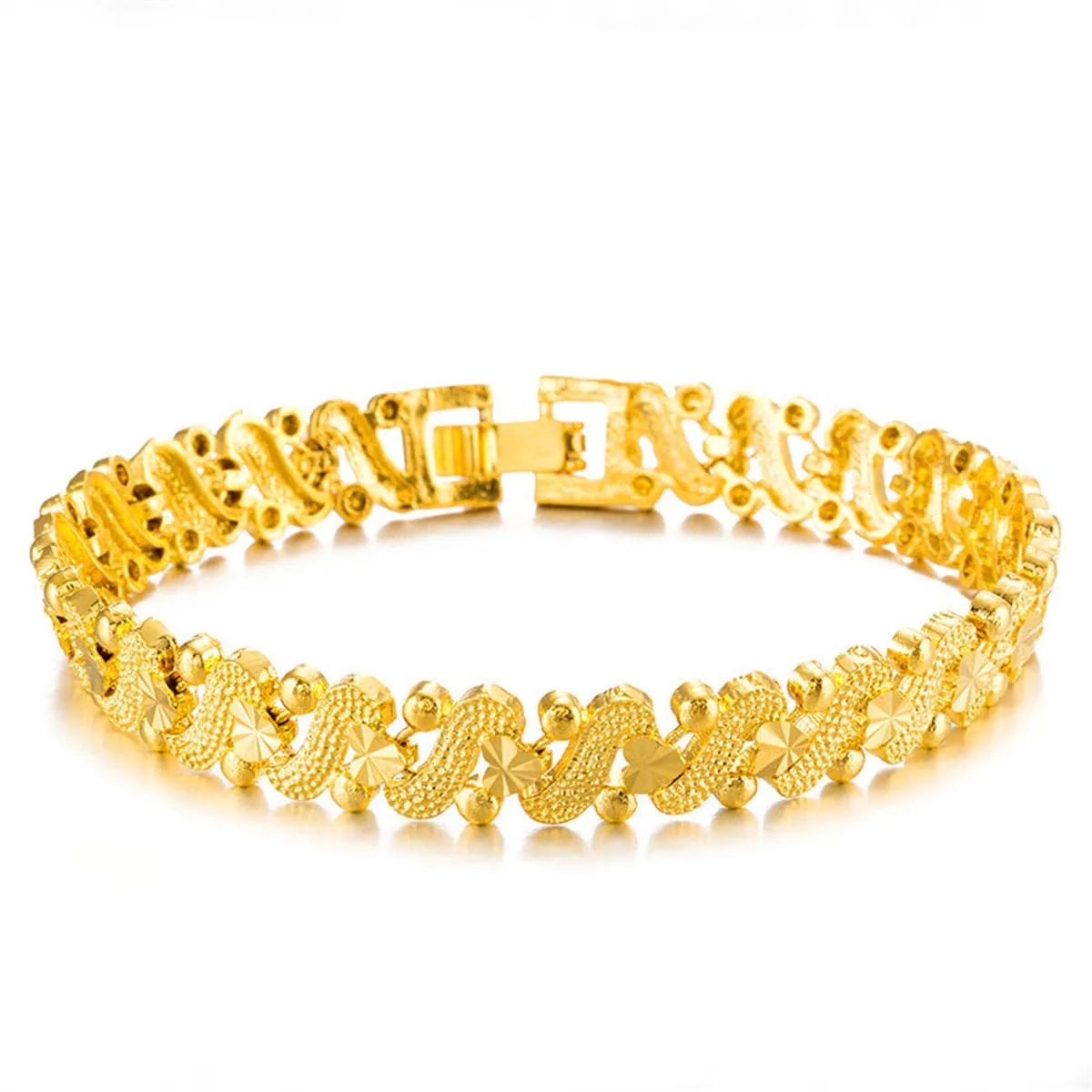 18K Gold-Plated Floral Swirl Chain Bracelet