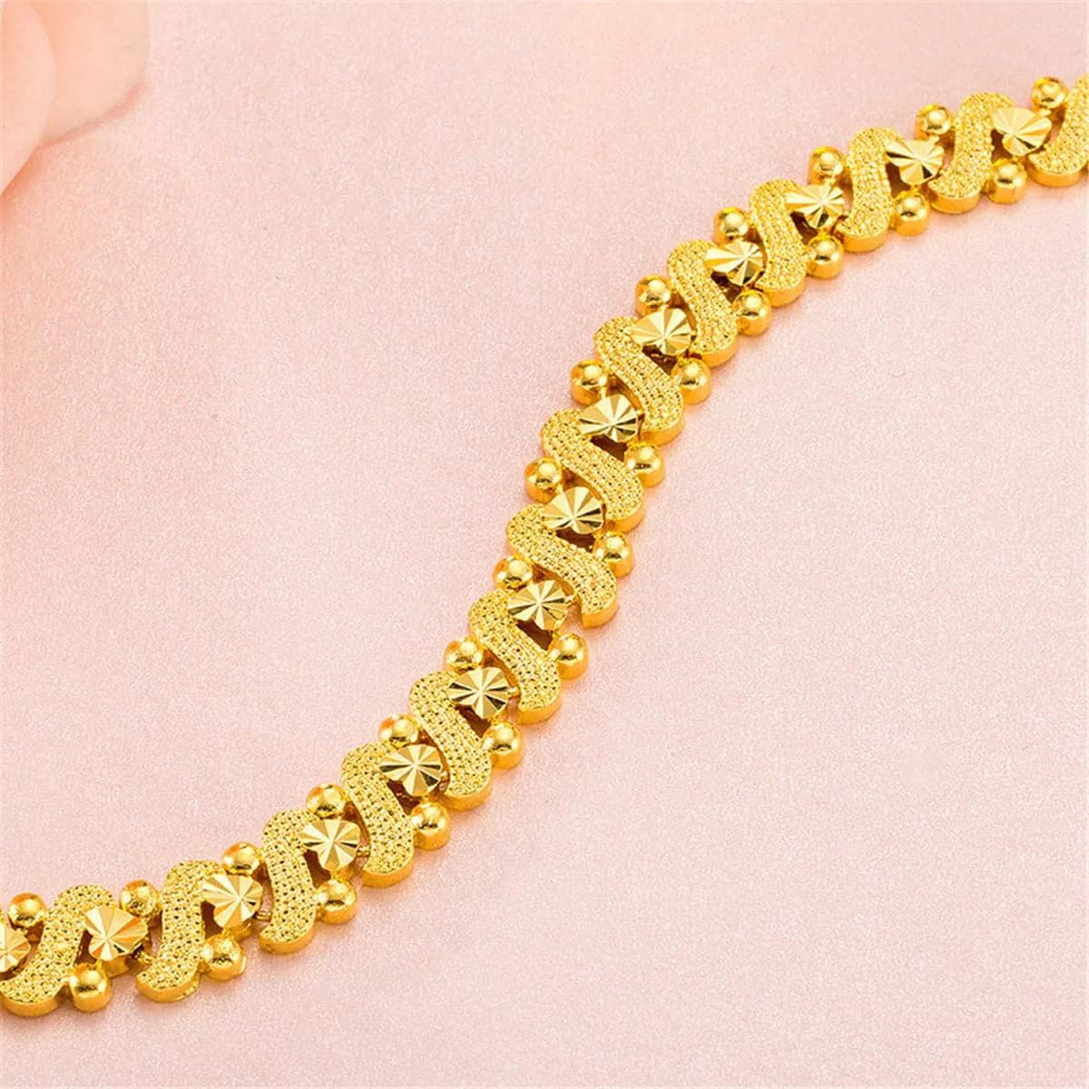 18K Gold-Plated Floral Swirl Chain Bracelet