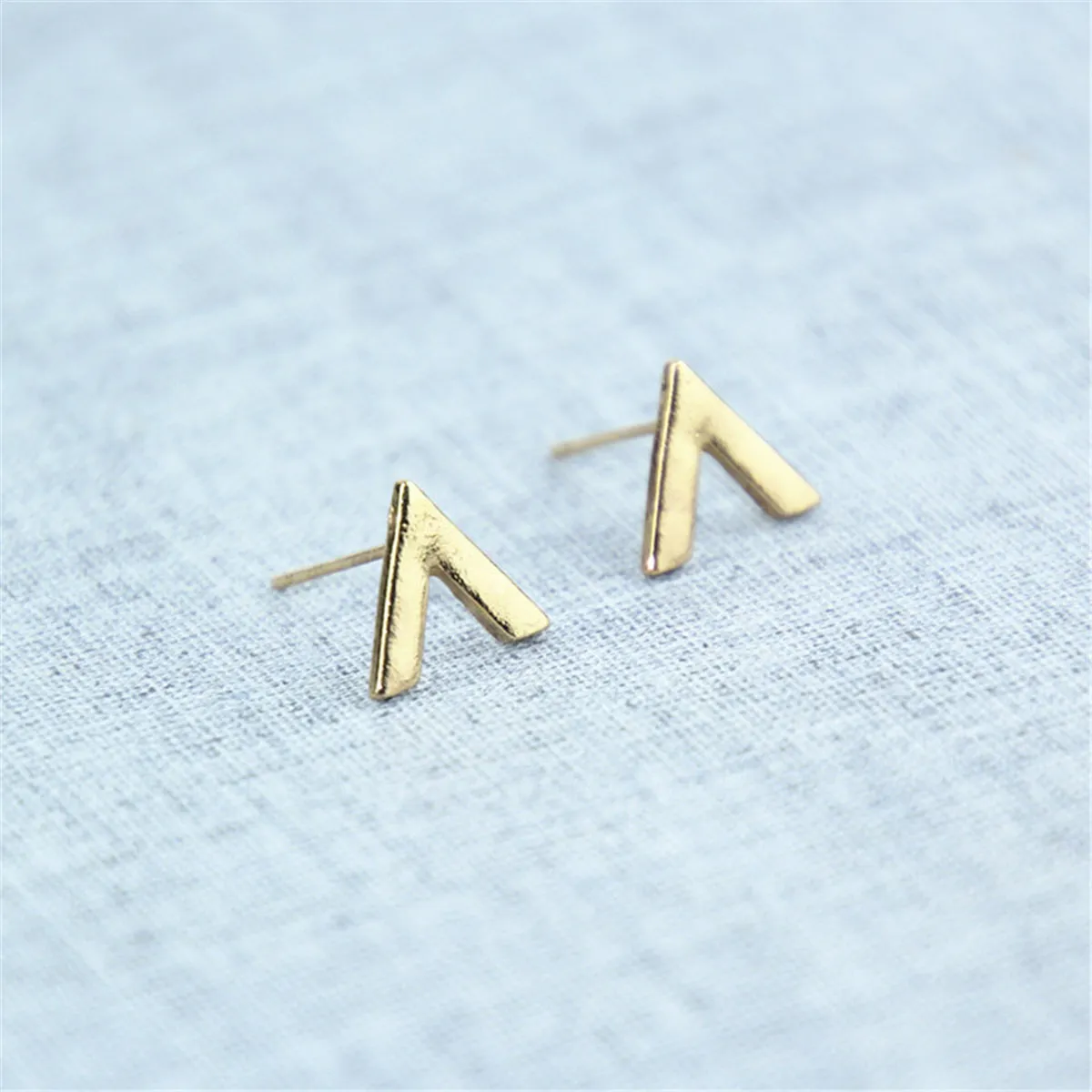 18K Gold-Plated Letter V Stud Earrings