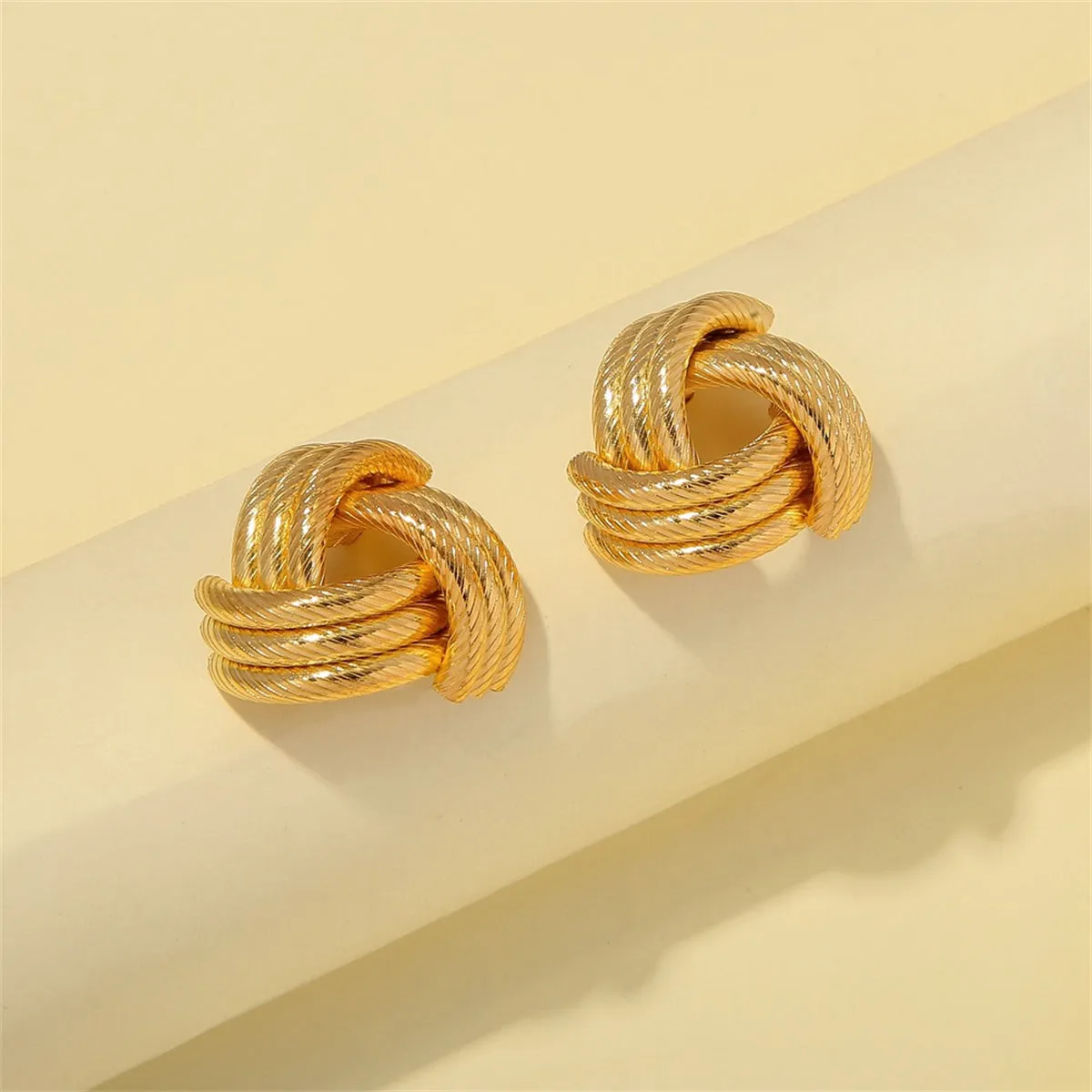 18K Gold-Plated Twine Triangle Stud Earrings
