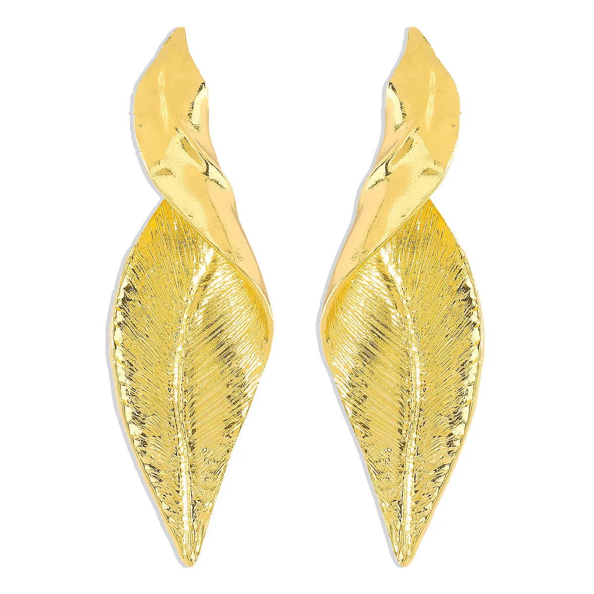 18K Gold-Plated Twisted Leaf Drop Earrings