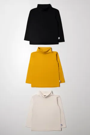 3 Pack Polonecks Yellow, Cream And Black