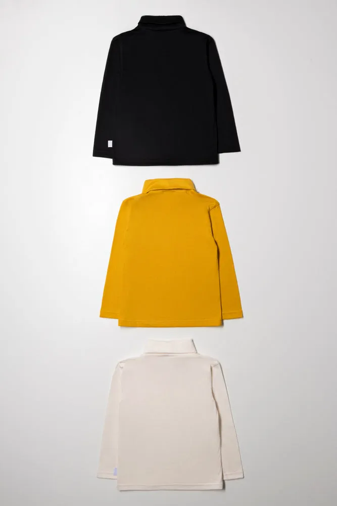 3 Pack Polonecks Yellow, Cream And Black