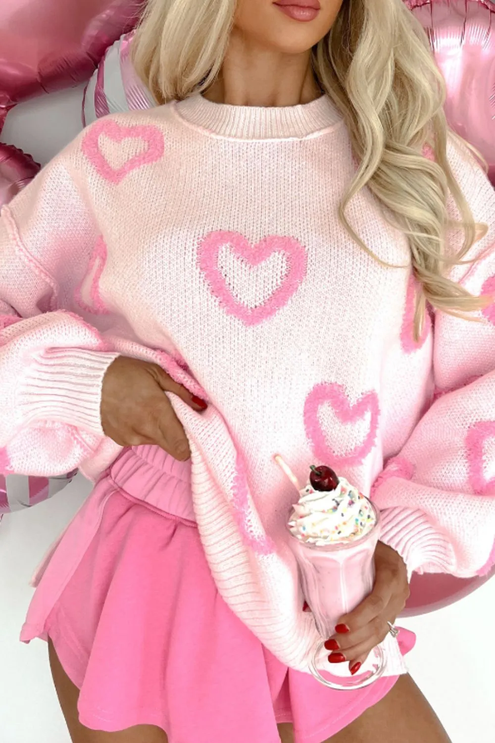 Adore Me High-Low Heart Long Sleeve Sweater
