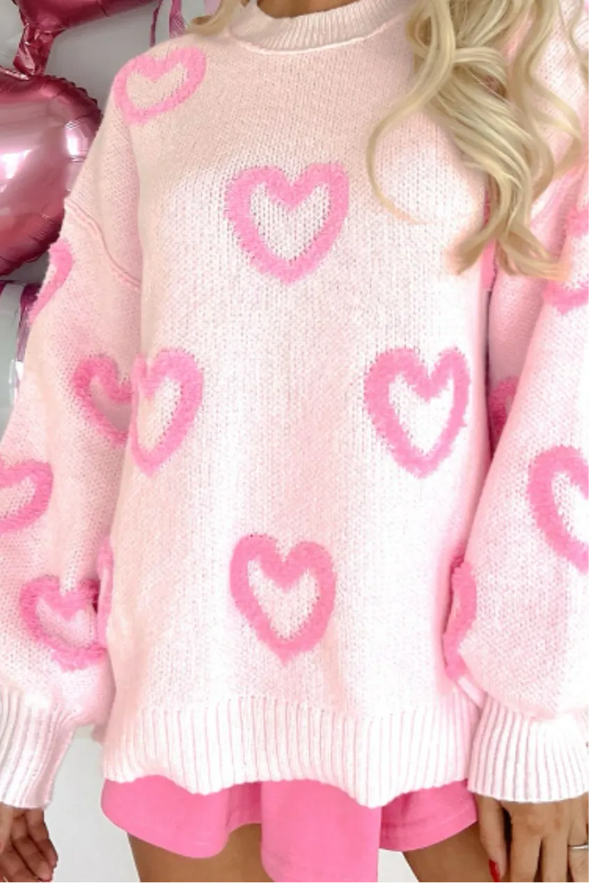 Adore Me High-Low Heart Long Sleeve Sweater