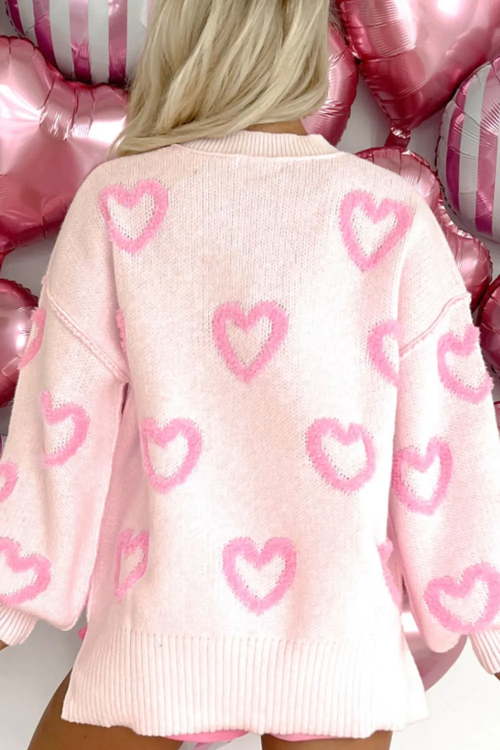 Adore Me High-Low Heart Long Sleeve Sweater