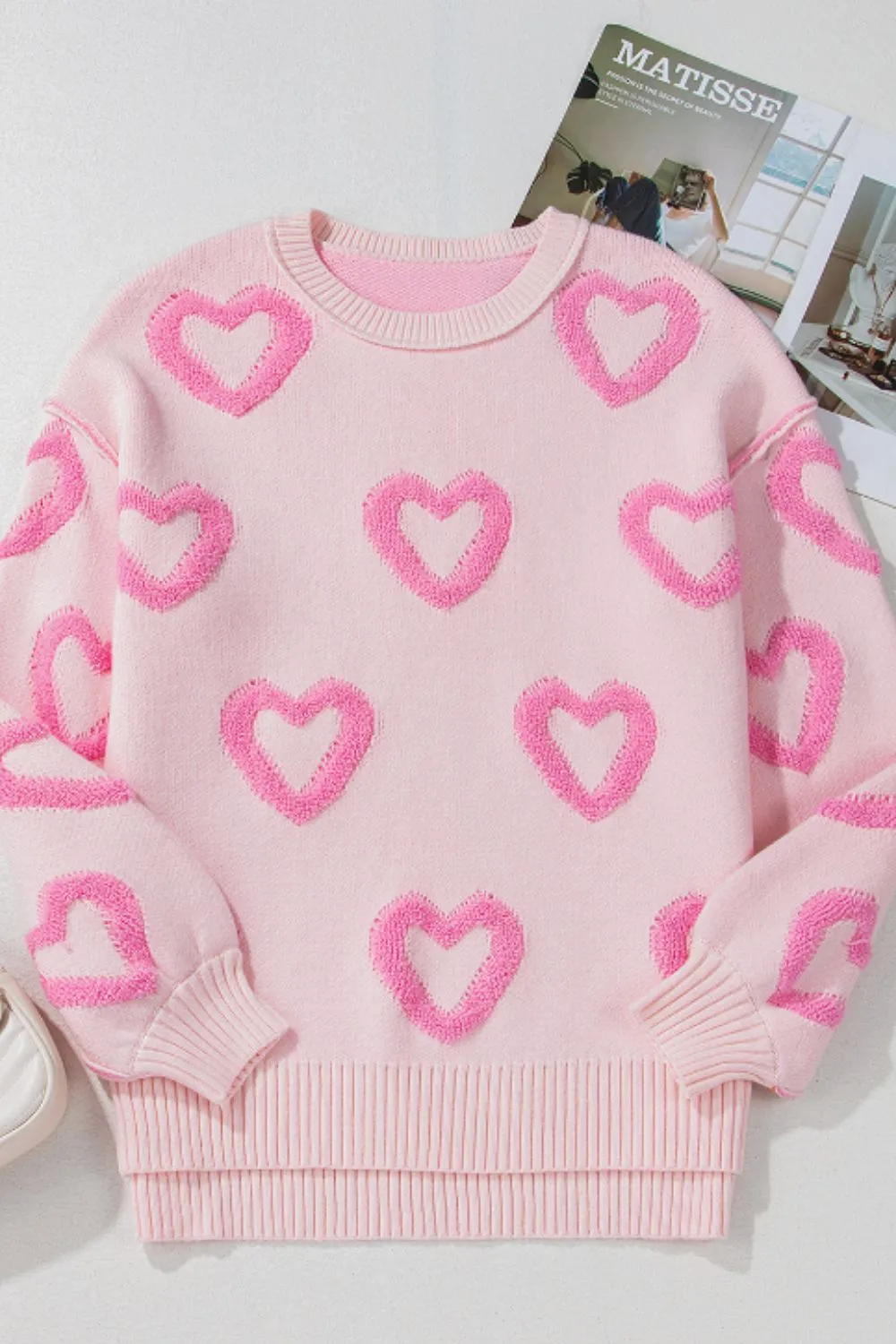 Adore Me High-Low Heart Long Sleeve Sweater