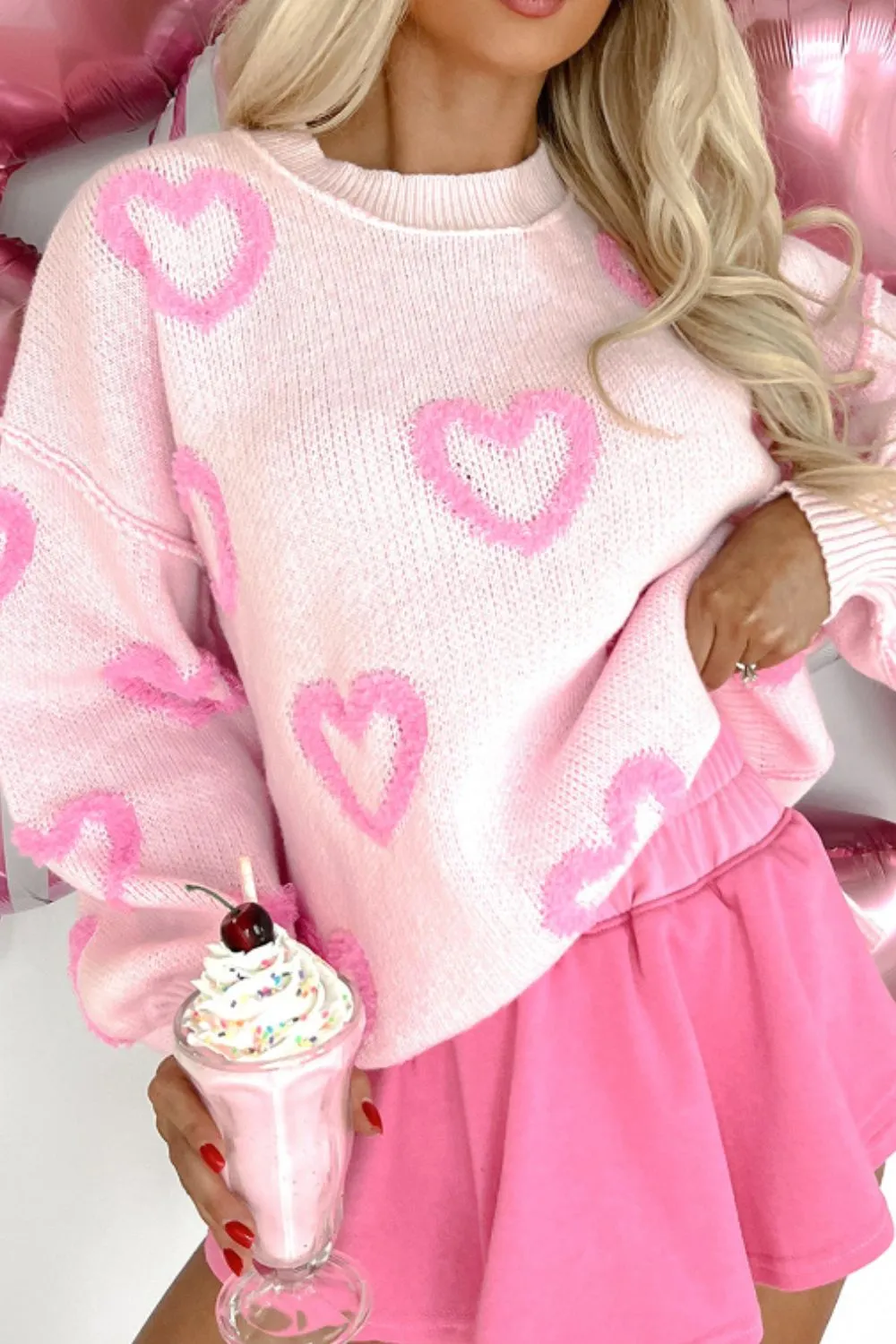 Adore Me High-Low Heart Long Sleeve Sweater