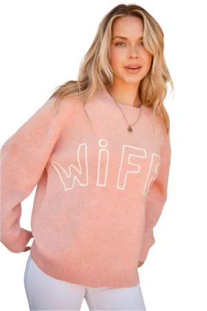 And The Why WIFEY & Heart Round Neck Sweater