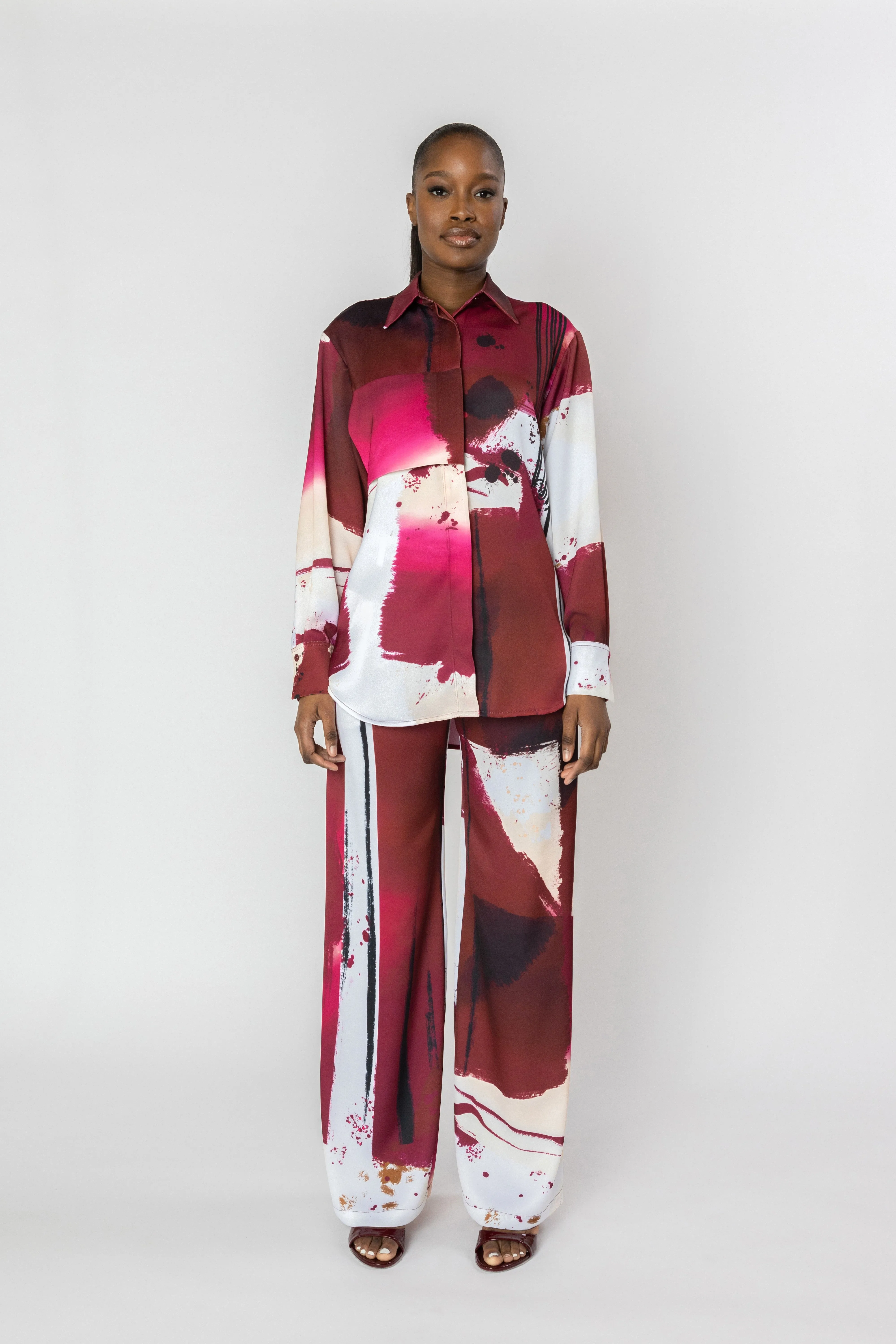 ANDRAYA Print Oversized Shirt