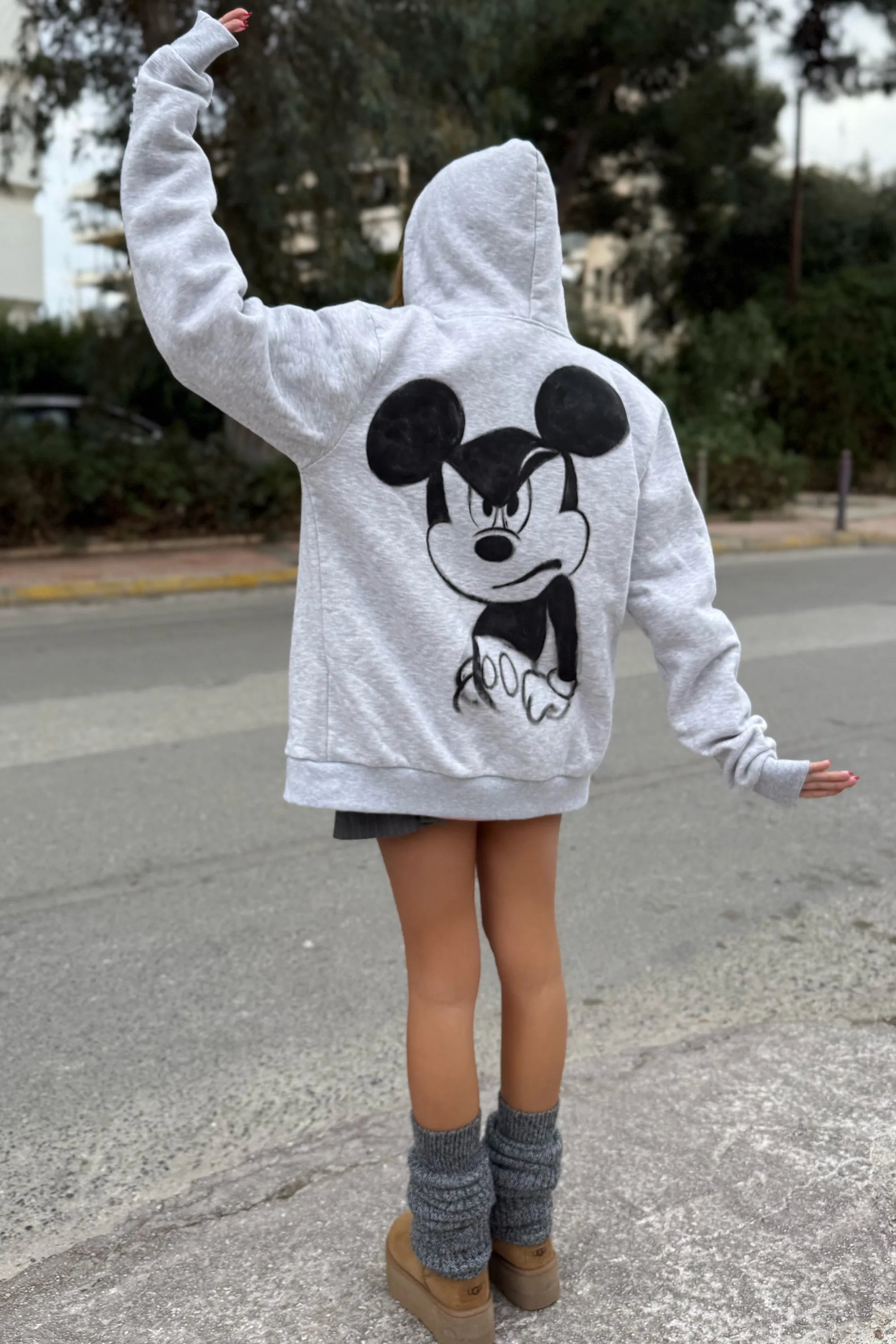 ANGRY MICKEY HAND PAINTED ZIP HOODIE