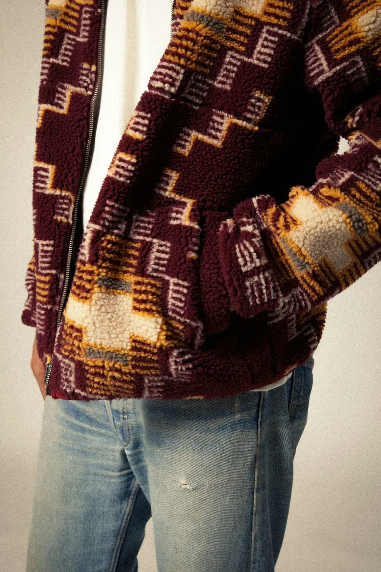 Arctic L/S Fleece Mock Neck Jacket - Light Cabernet