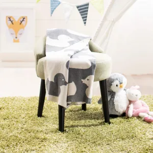 Baby Duckie Throw - Grey/White 32" X 40" Animal Print Neutral