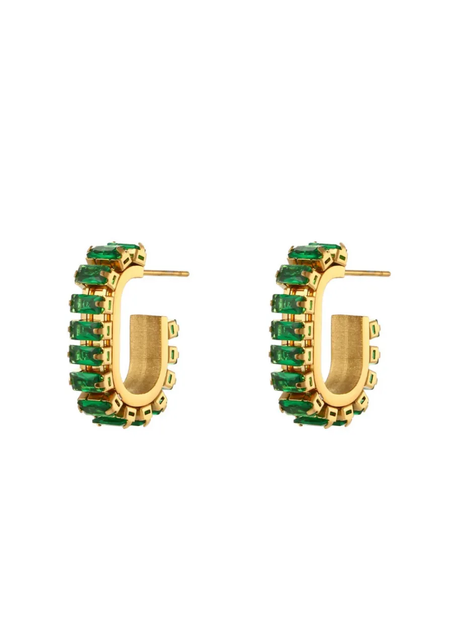 Baguette Earring in Emerald