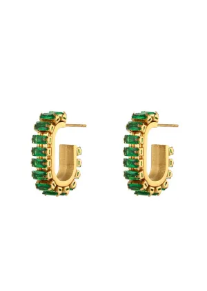 Baguette Earring in Emerald