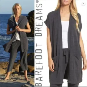 Barefoot Dreams Cozychic Ultra Lite cardigan charcoal gray longline 1X Long Card