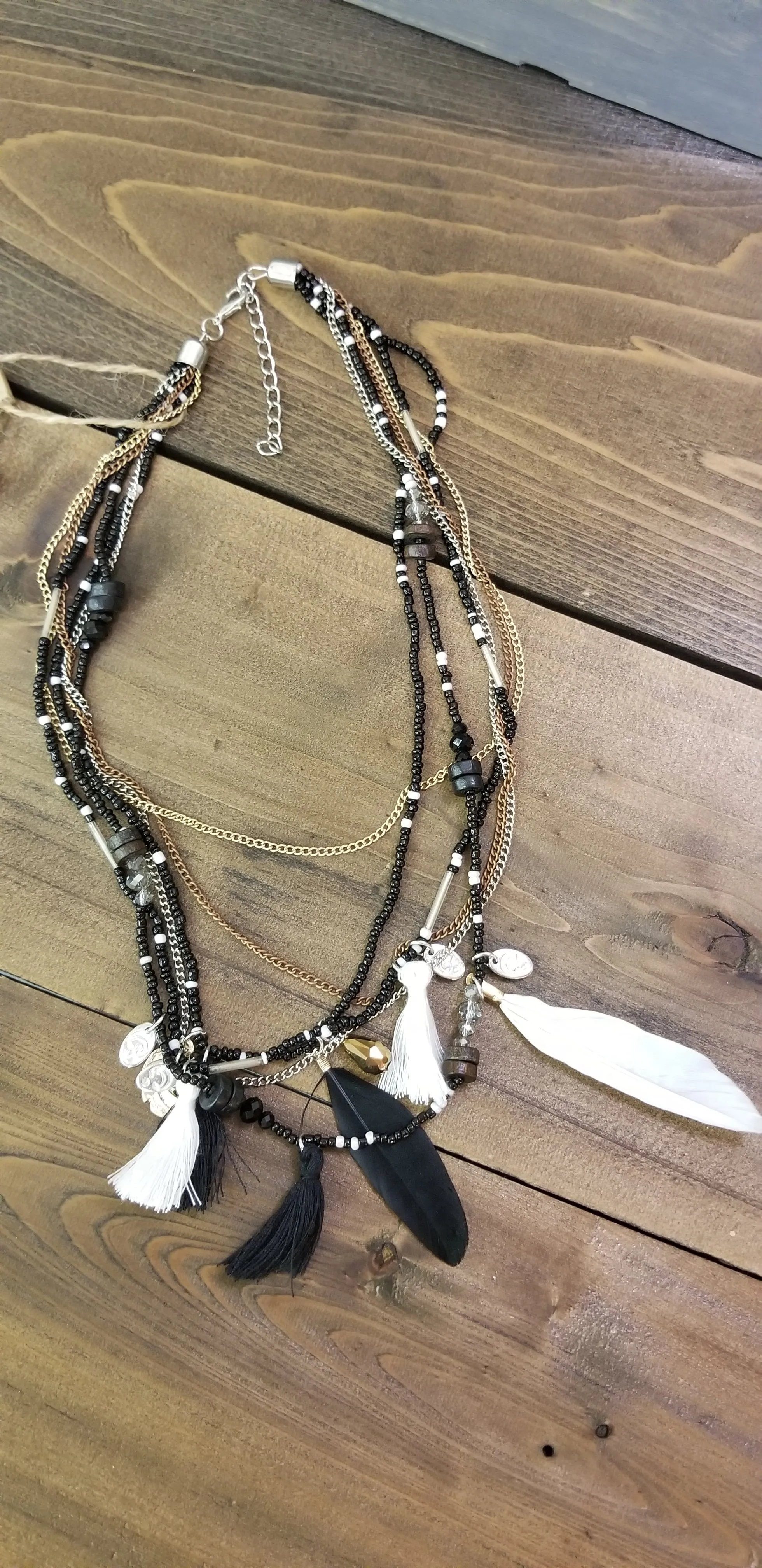 Beaded Feather Necklace