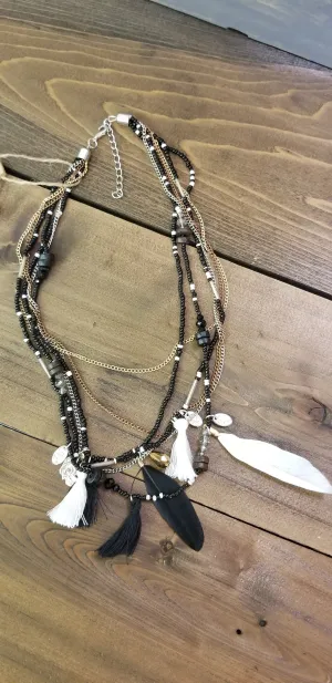 Beaded Feather Necklace