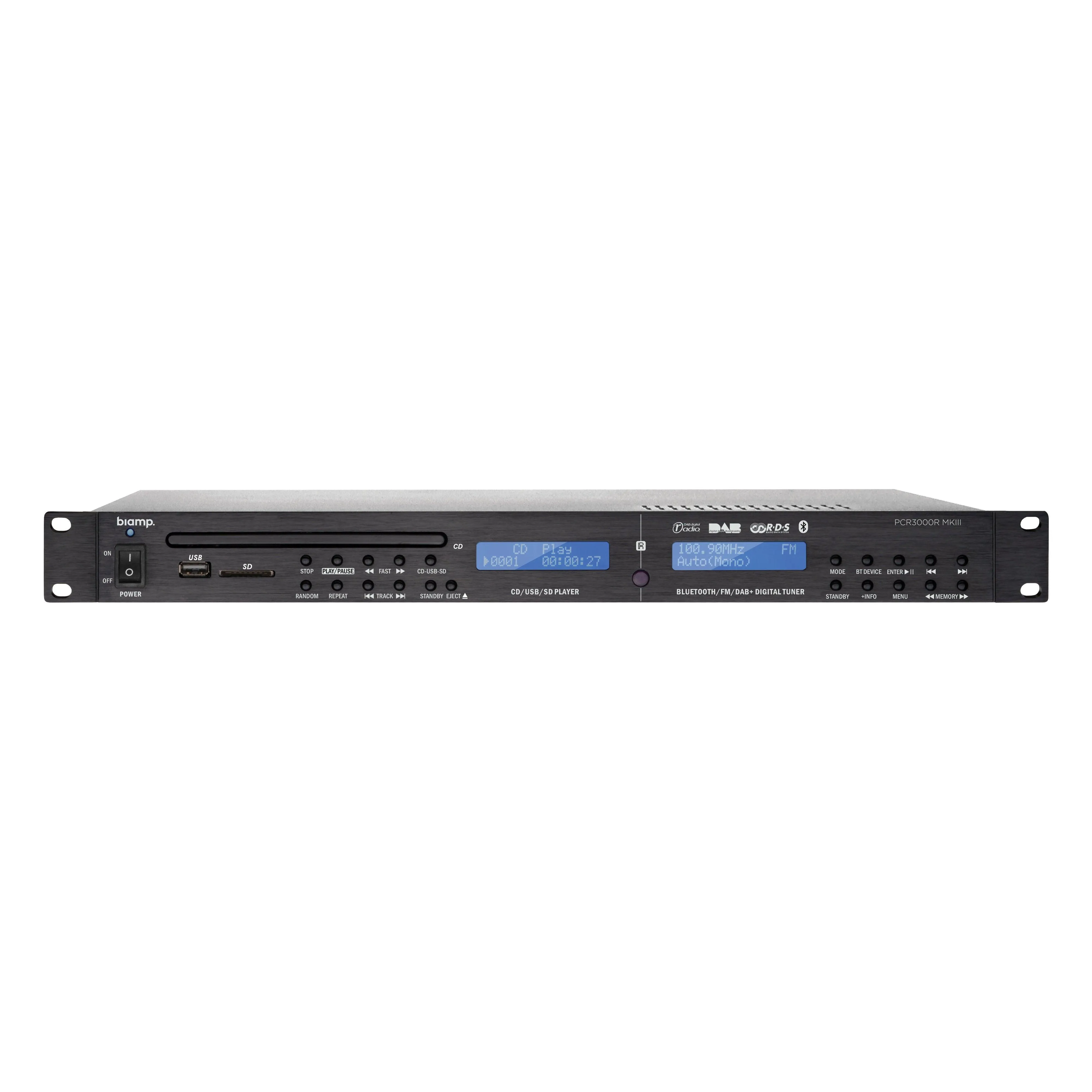 Biamp PCR3000RMKIII Versatile DAB & FM RDS/CD/USB/SD-CARD/BT music source, RS232 control, IR remote included