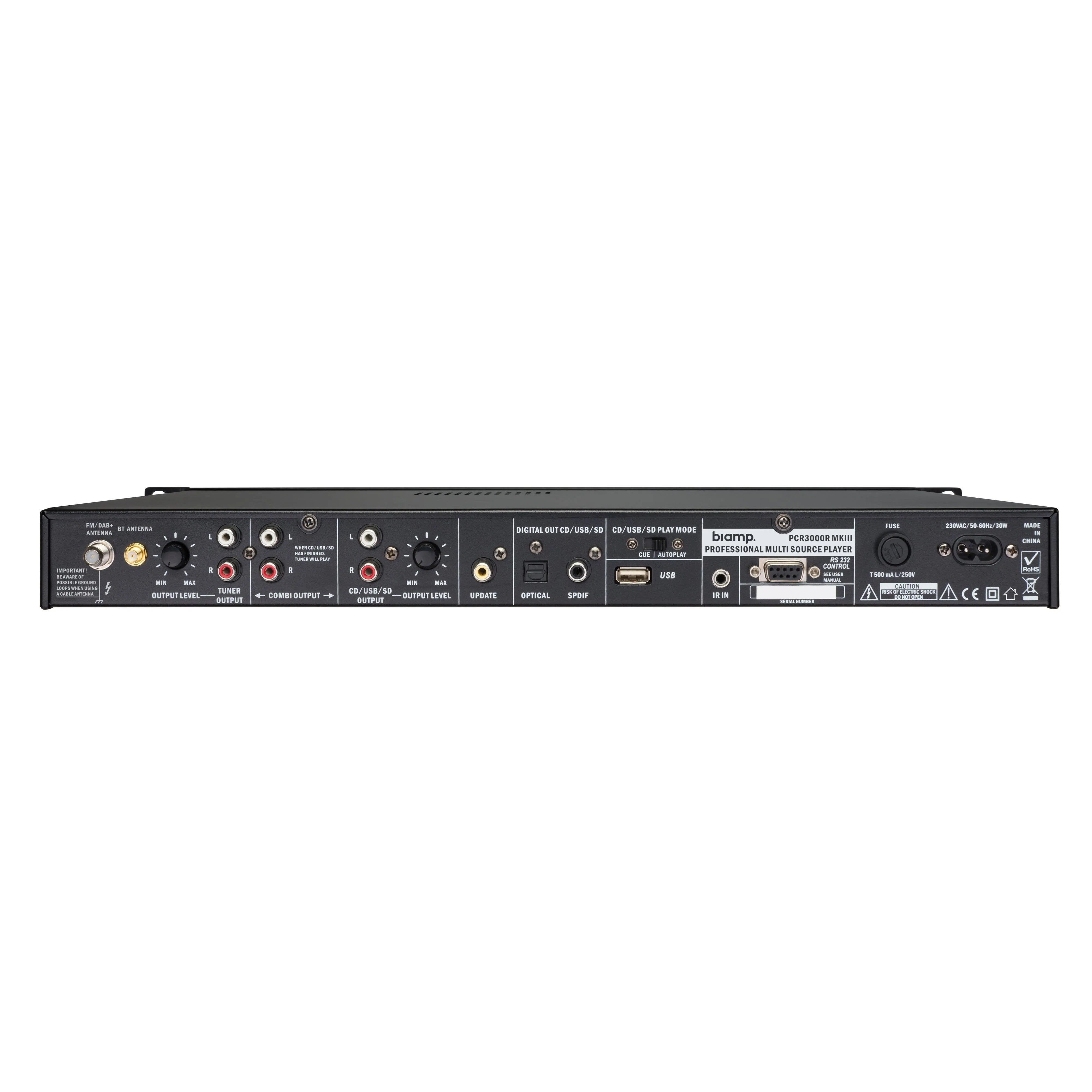 Biamp PCR3000RMKIII Versatile DAB & FM RDS/CD/USB/SD-CARD/BT music source, RS232 control, IR remote included