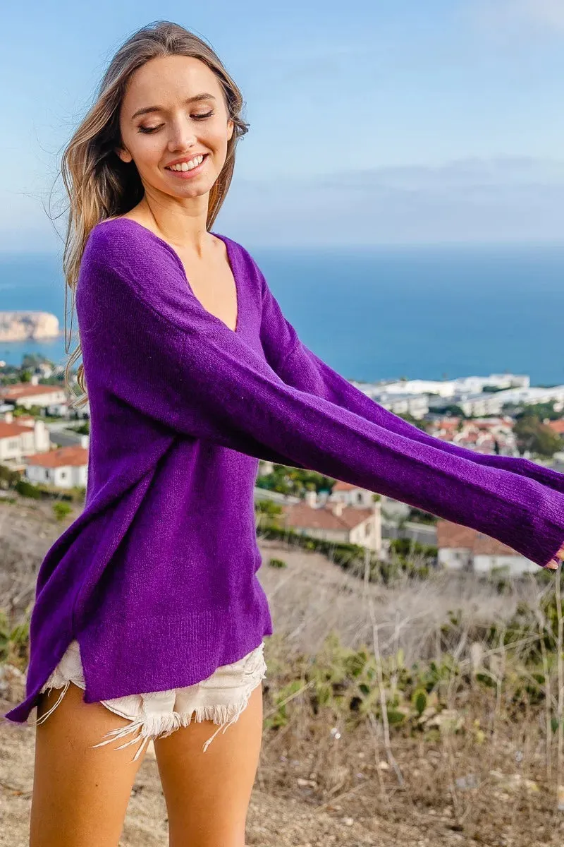 BiBi Loose Fit Deep U Neck Sweater Top