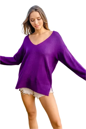 BiBi Loose Fit Deep U Neck Sweater Top