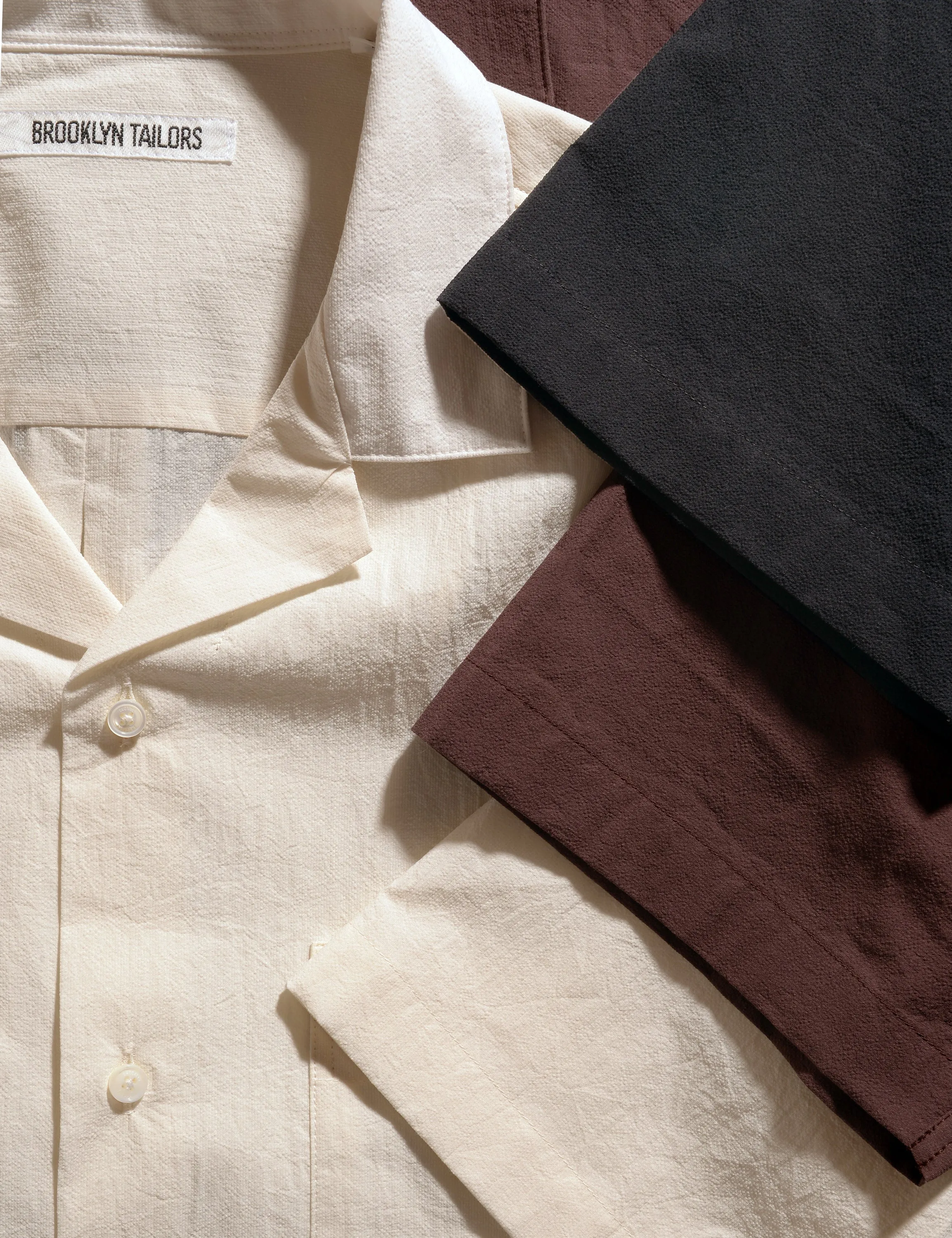 BKT18 Camp Shirt in Crinkled Cotton - Osso