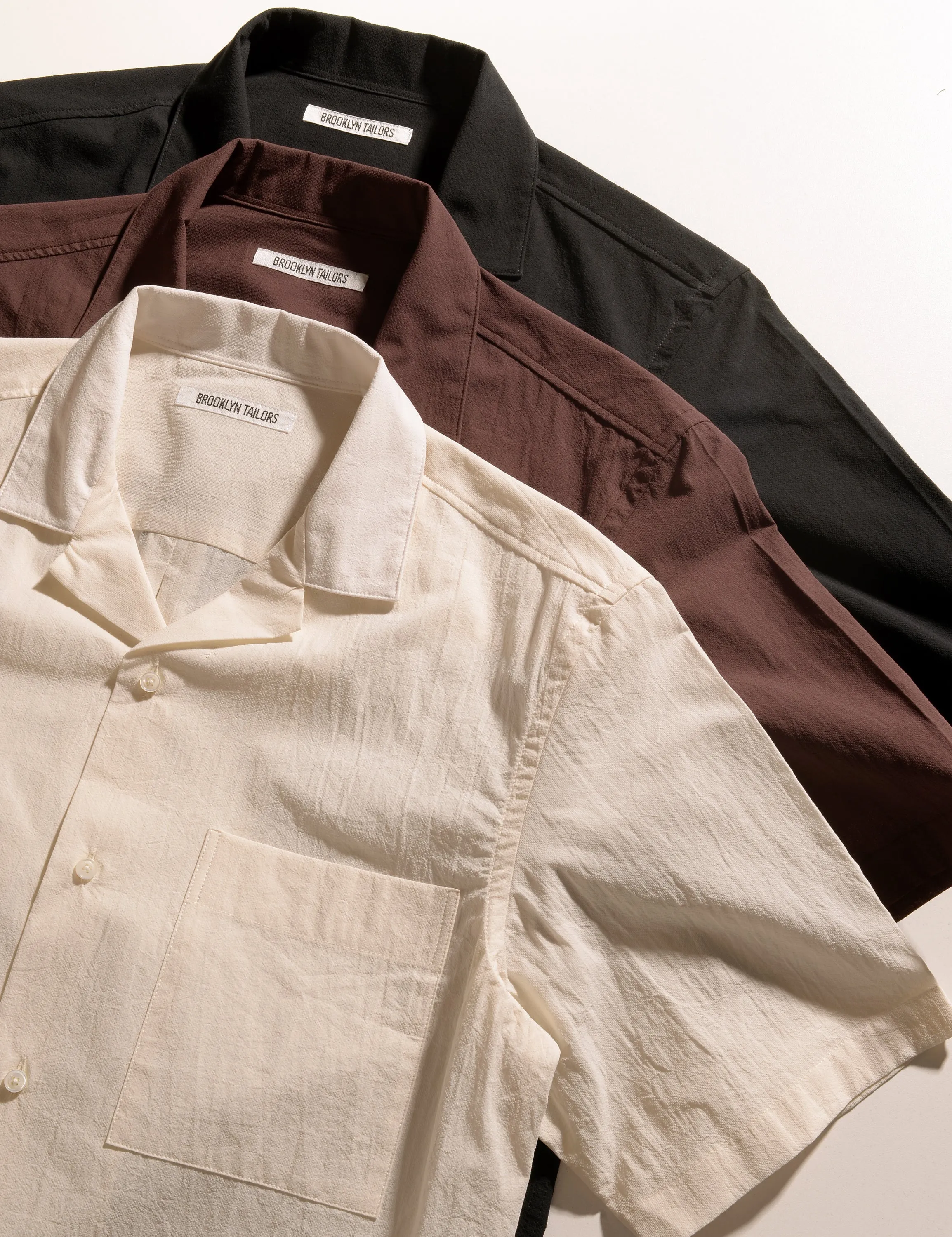 BKT18 Camp Shirt in Crinkled Cotton - Osso