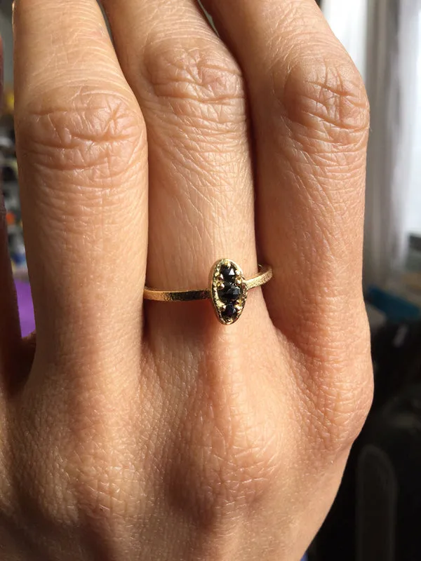 Black Diamond Puddle Ring
