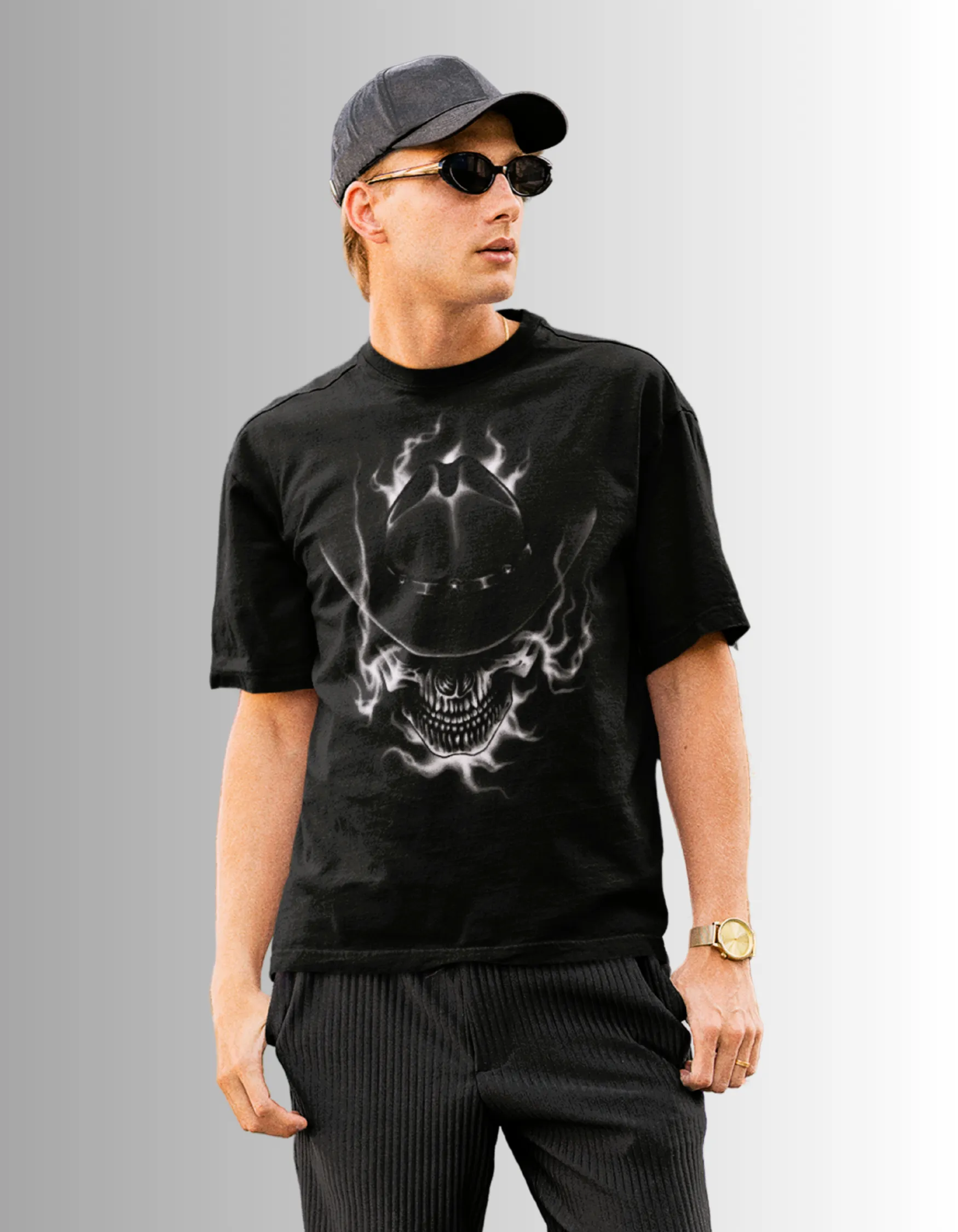 Black Skull Cowboy oversized T-shirt