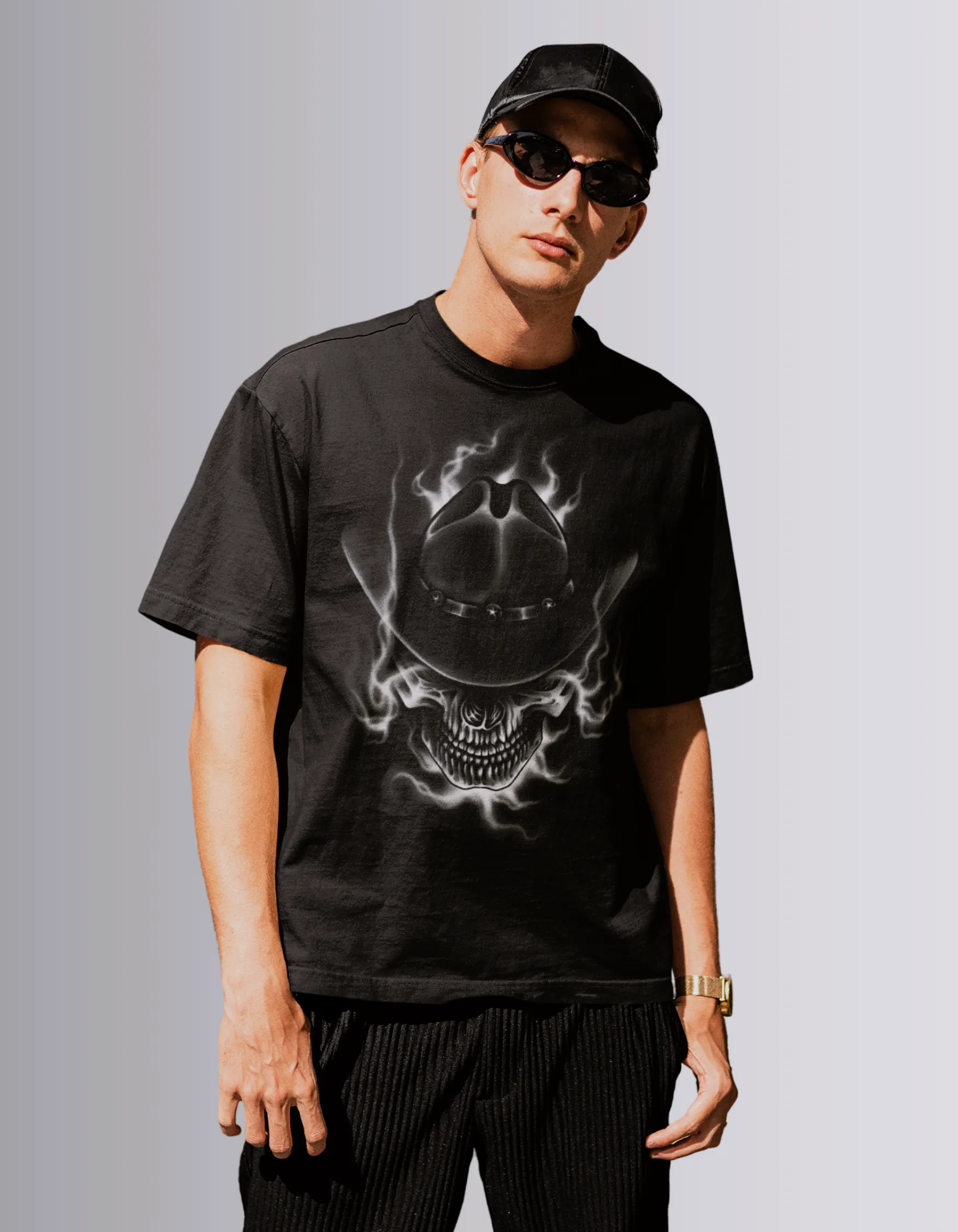 Black Skull Cowboy oversized T-shirt