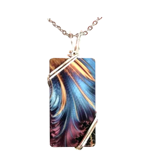 Blue & Gold Plume, Necklace #4748X