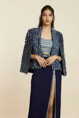 BLUE TEXTURED NOOR JACKET