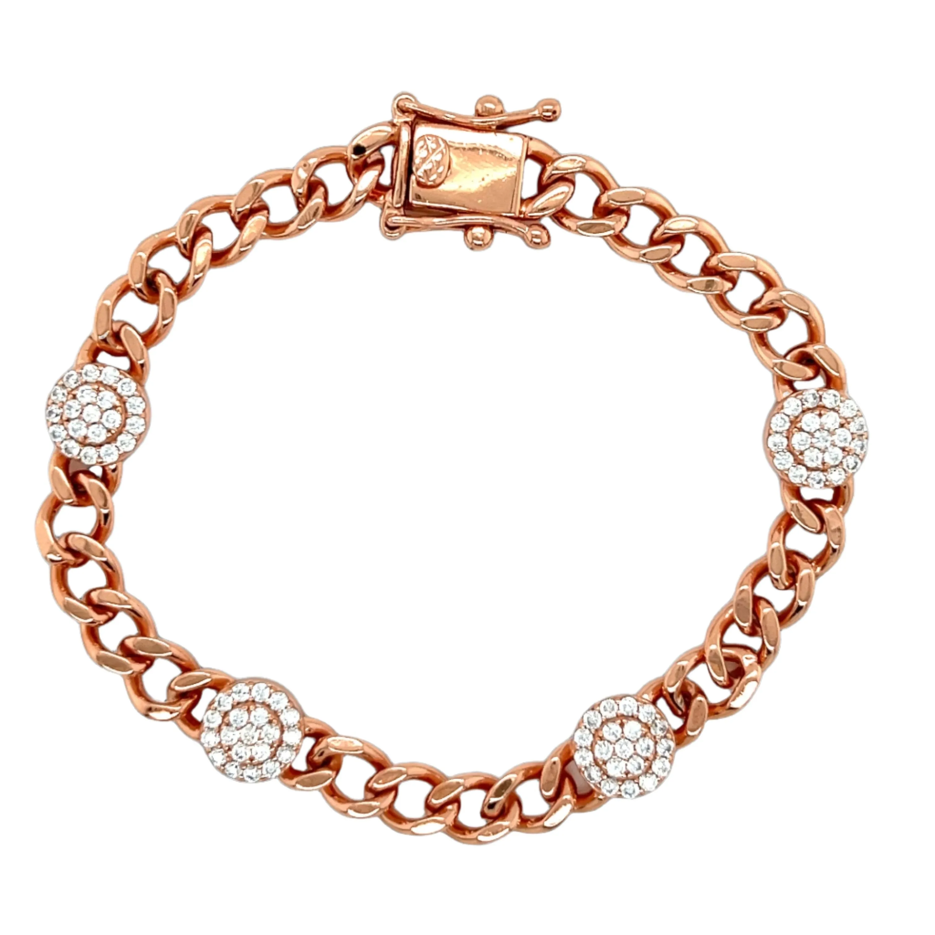 Bold Sterling Silver Pave Cuban Bracelet - C3141169