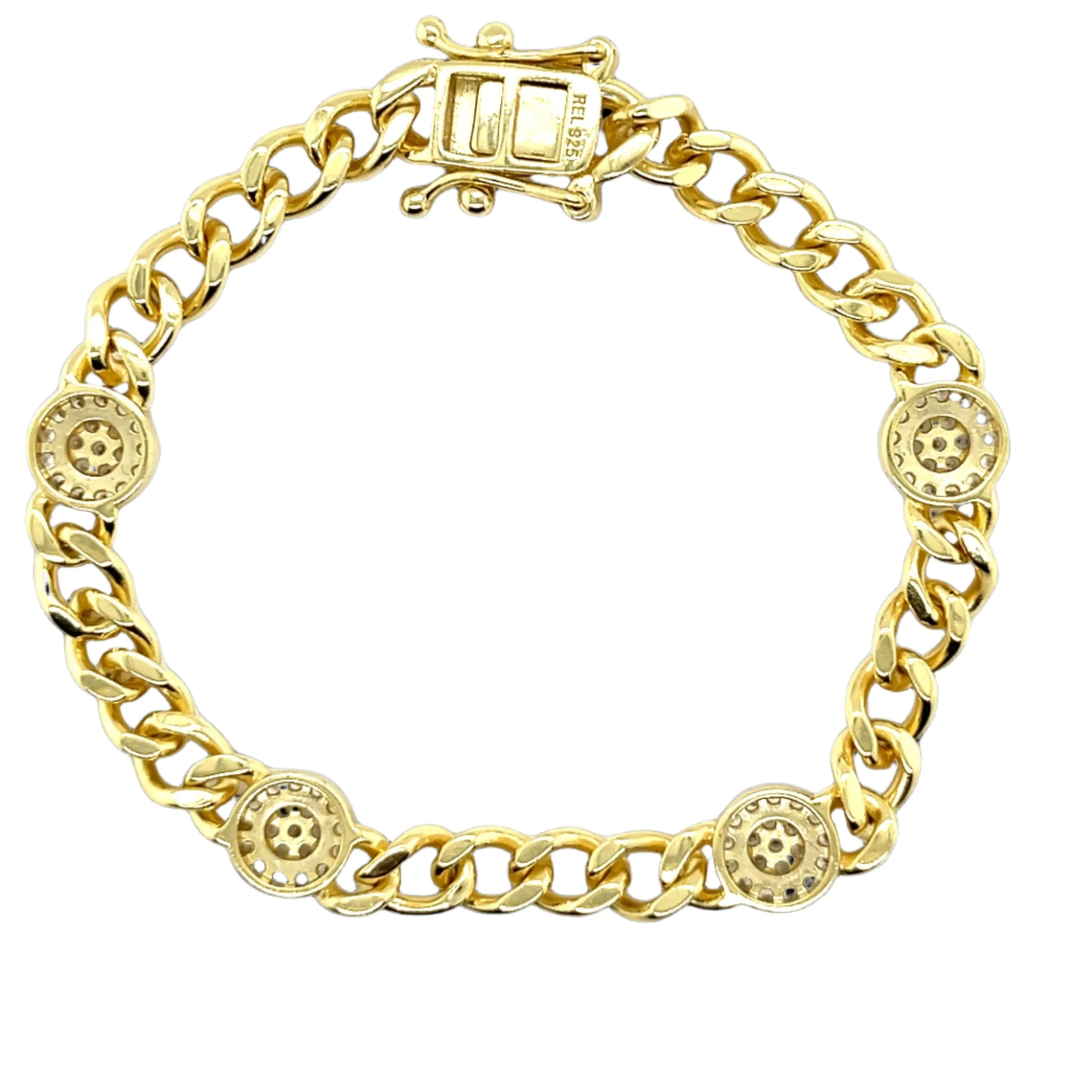 Bold Sterling Silver Pave Cuban Bracelet - C3141169