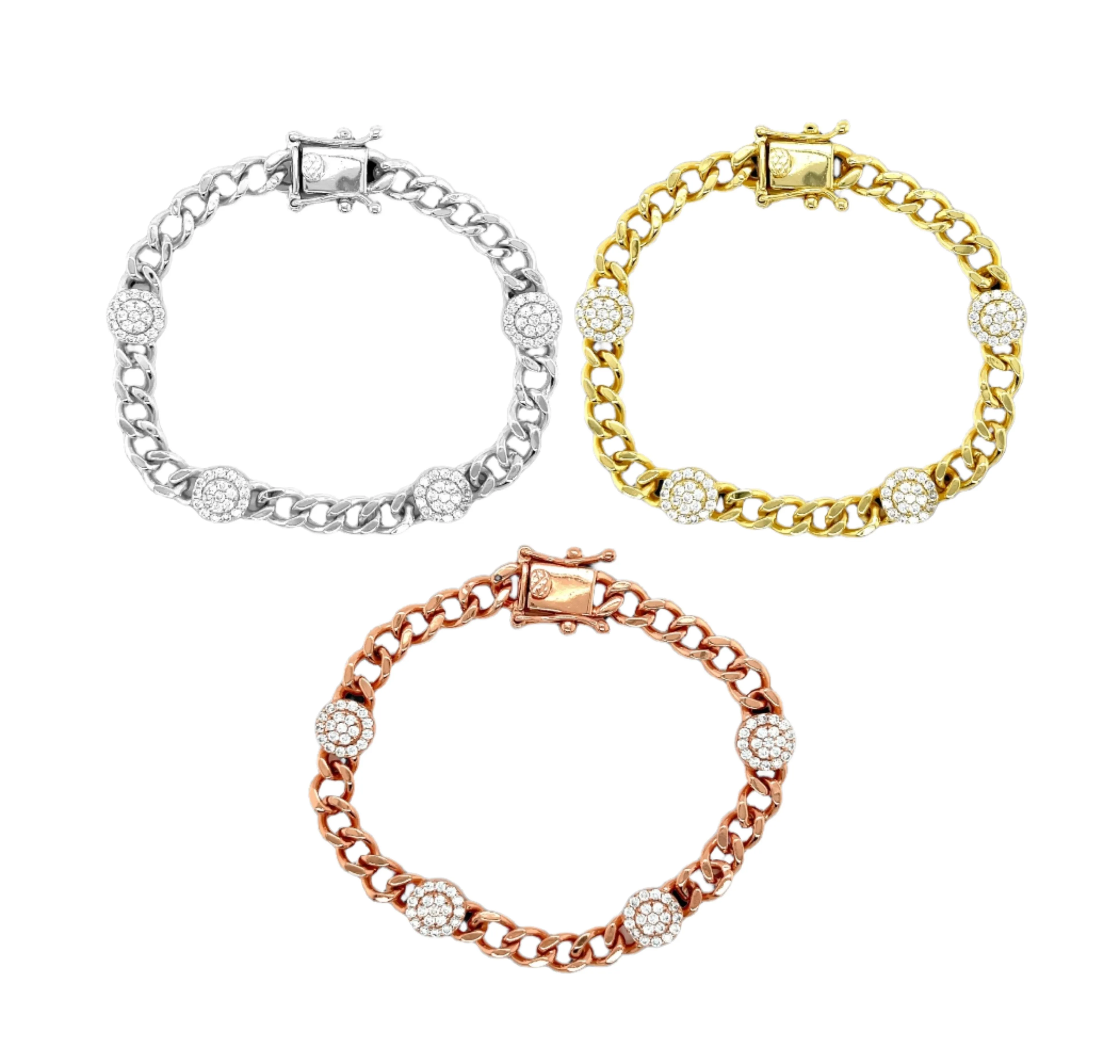 Bold Sterling Silver Pave Cuban Bracelet - C3141169