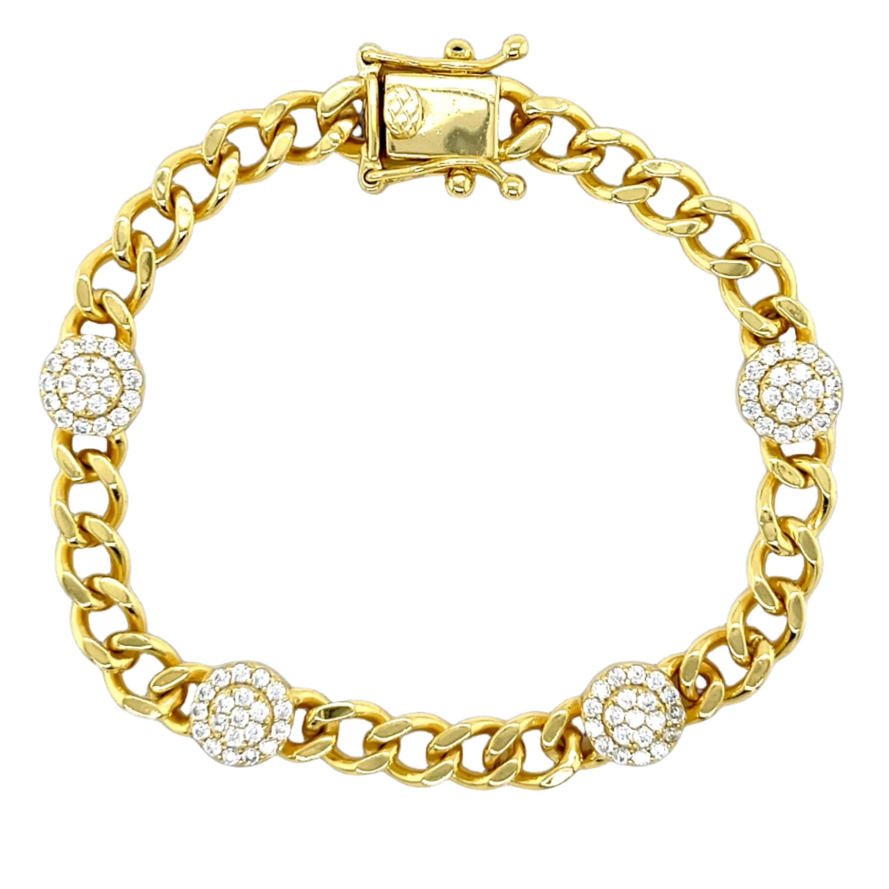 Bold Sterling Silver Pave Cuban Bracelet - C3141169