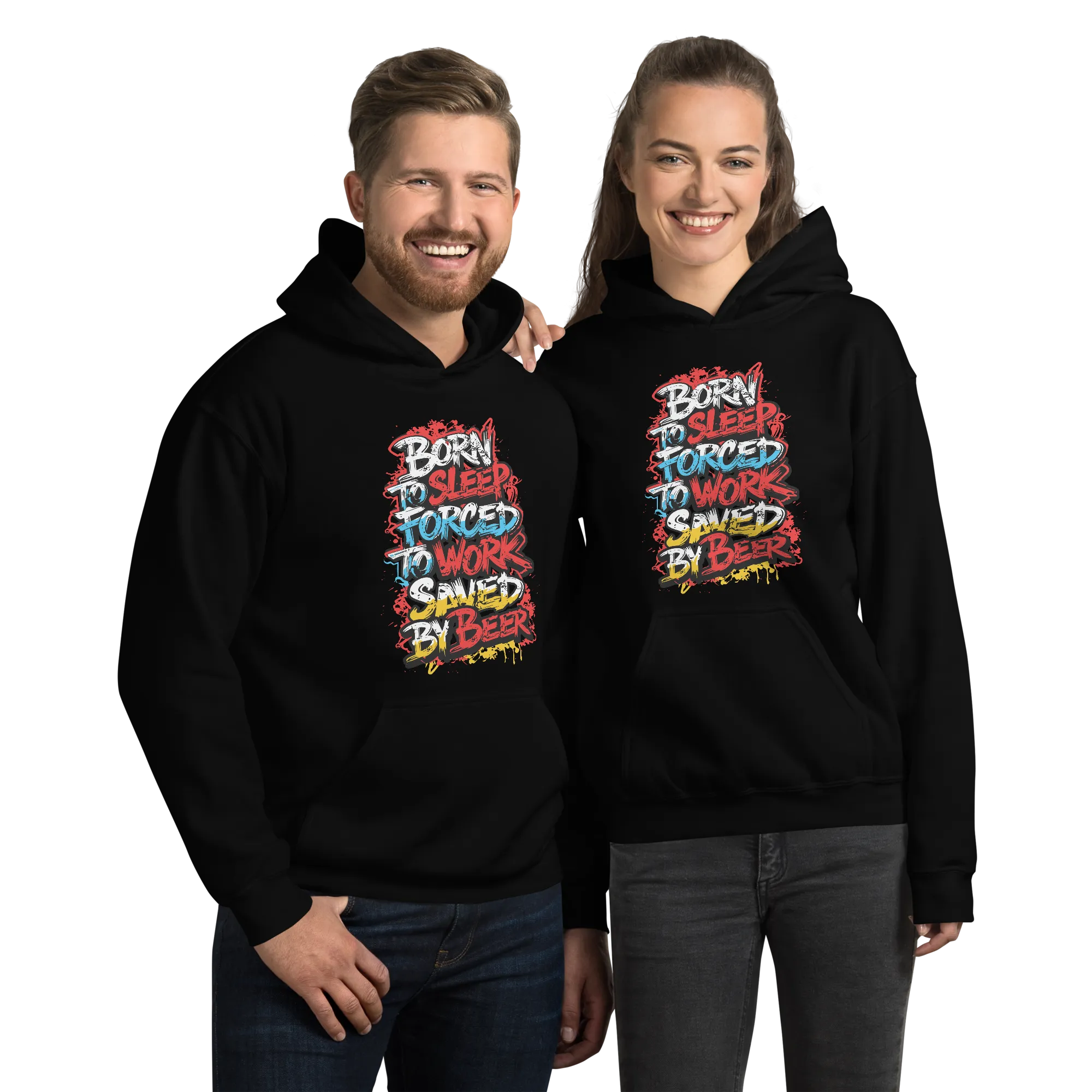 Born to Sleep, Forced to Work, Saved by Beer Unisex Hoodie