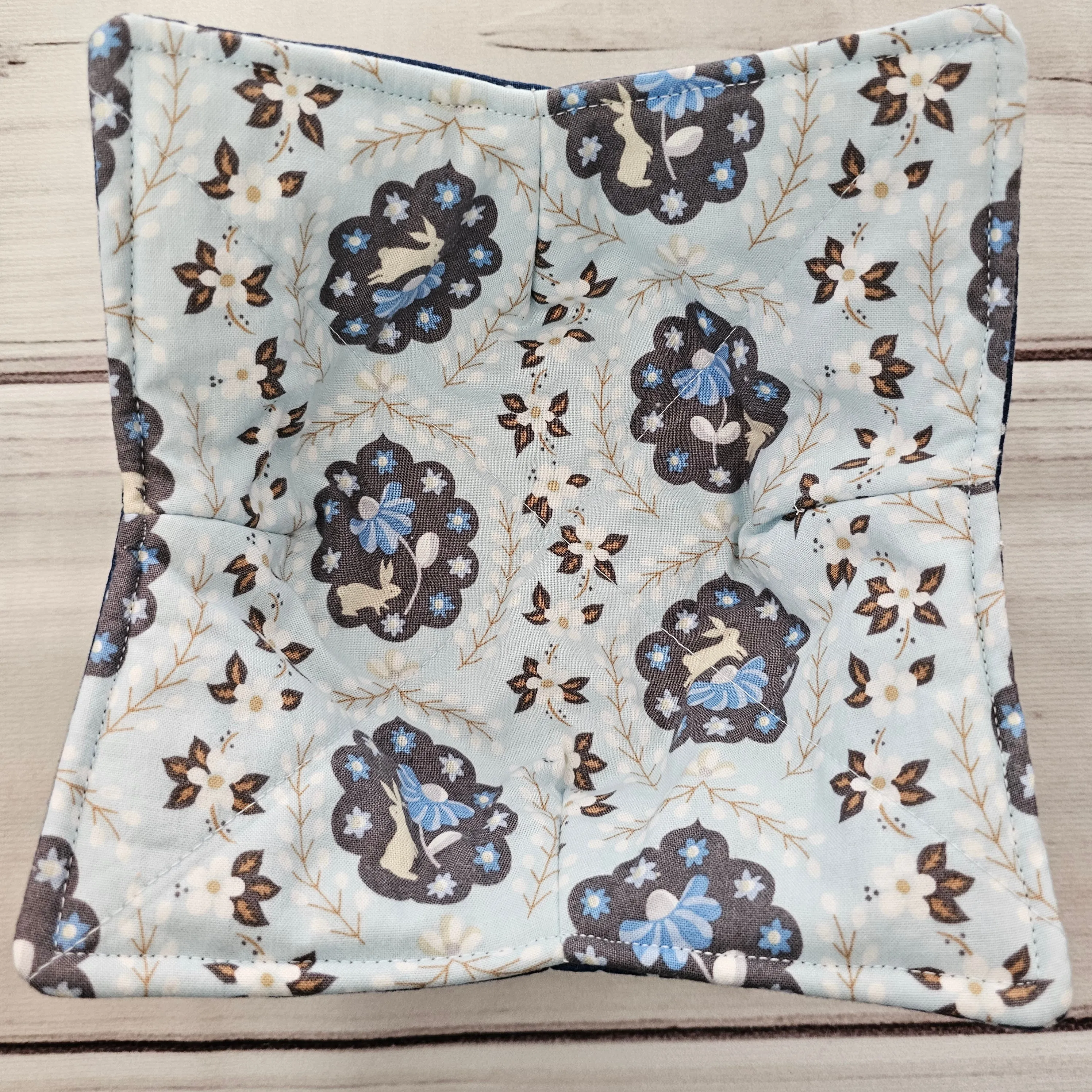 Bunnies on Doilies with Polka Dots - 100% Cotton Bowl Cozy