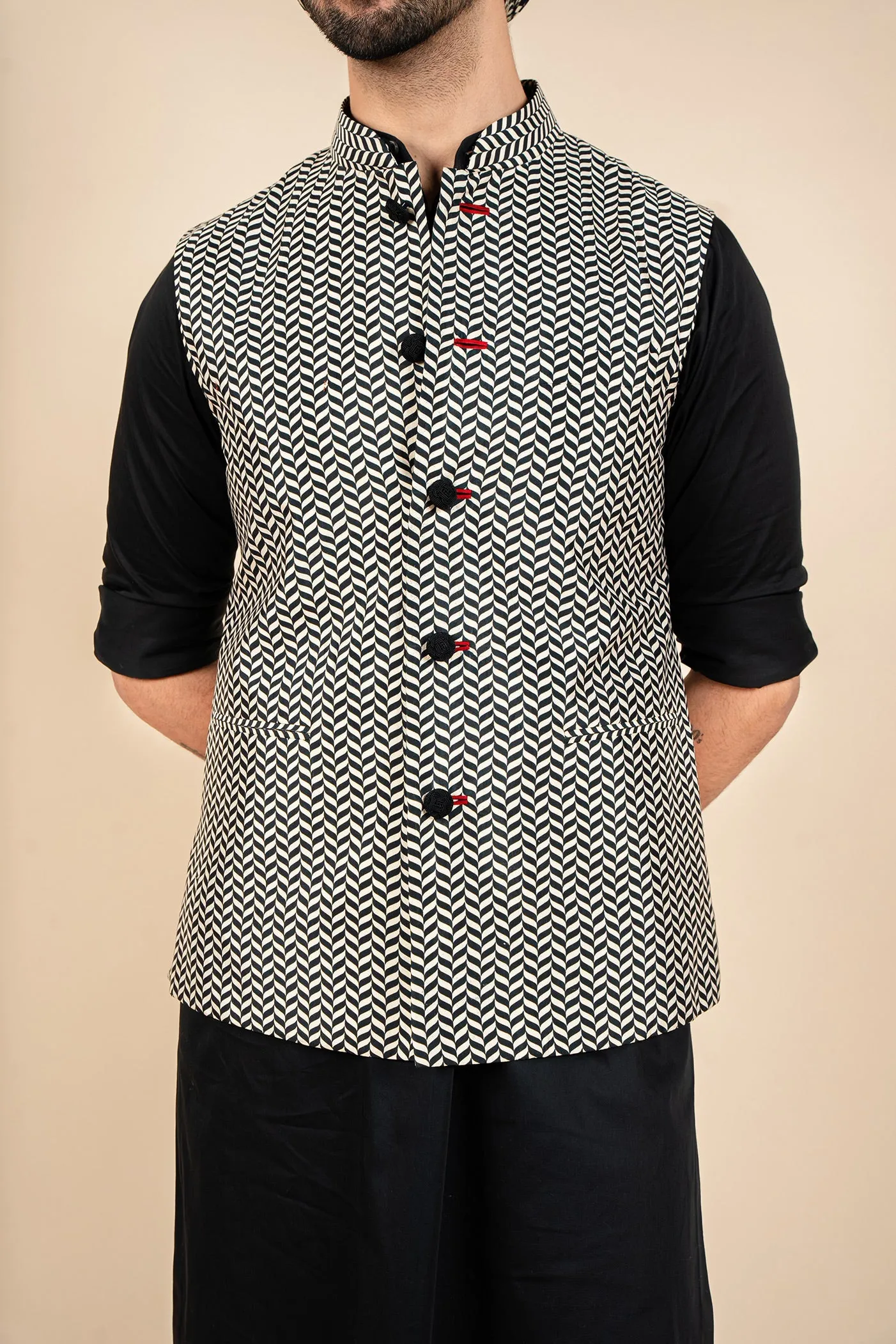 Chevron Nehru Jacket