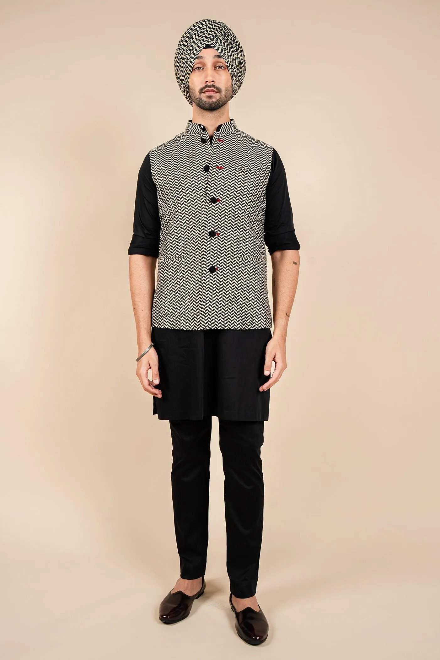 Chevron Nehru Jacket